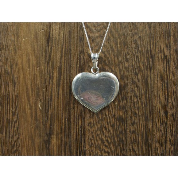 18" Sterling Silver Good Size Heart Love Pendant Necklace Vintage Minimalist - Picture 1 of 7